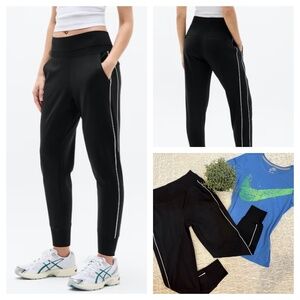 Athleta Black Joggers with White Stripes